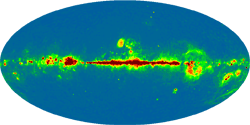 WMAP Foreground Model Maps, individual components - Free-free map for K band - Linear scale from 1.0 to 4.7 mK - The synchrotron, free-free and thermal dust foreground models derived from WMAP data using the Maximum Entropy Method (MEM) are shown at the frequencies where each foreground is most dominant.